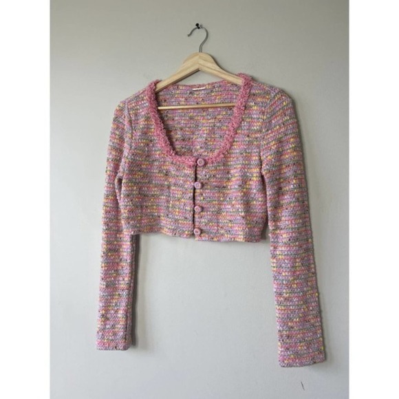 Alexis Ezza Metallic fuzzy Knit Top Women's Cherry Blossom Size: Small NWOT - Picture 3 of 8